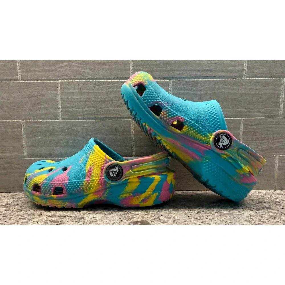Crocs Toddler Classic Multi-Color Marbled Clog/Slip-On Casual Shoes Size C9